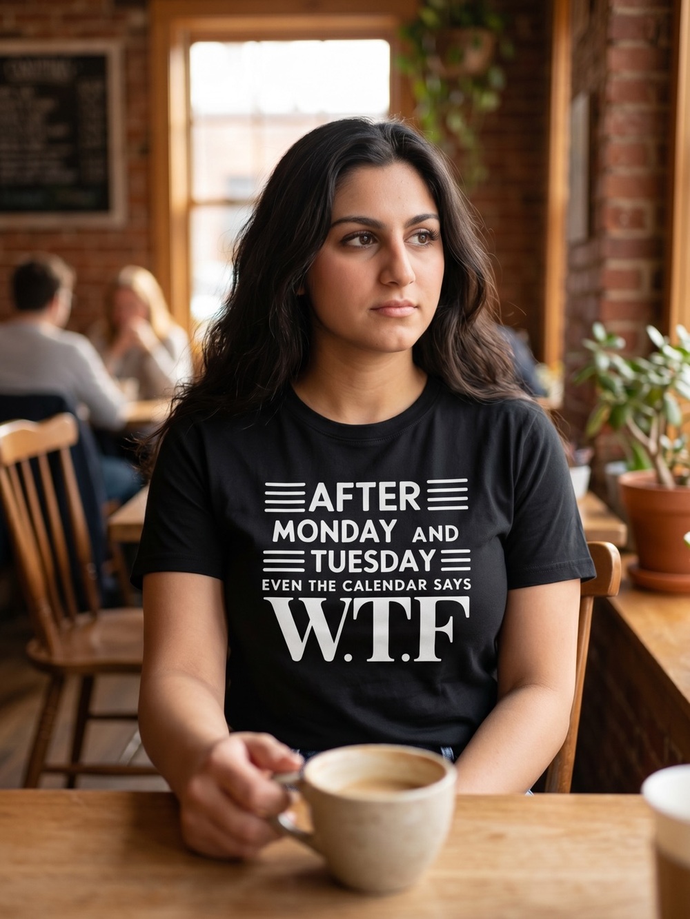 Graphic "W.T.F" Black Tee Shirt